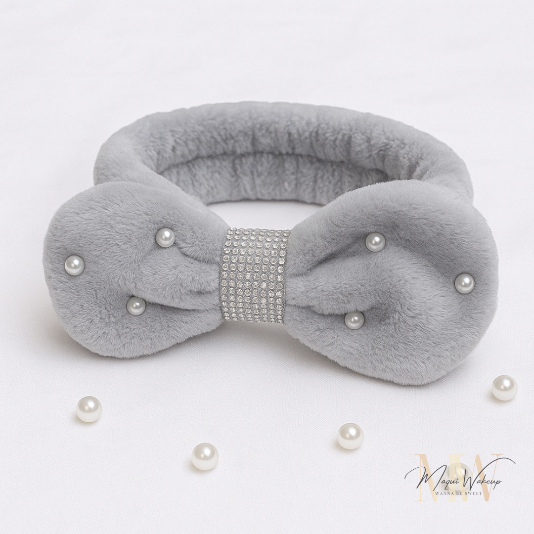 Maquiwakeup - Faixa de Cabelo Fluffy Pearl - Cinza 1
