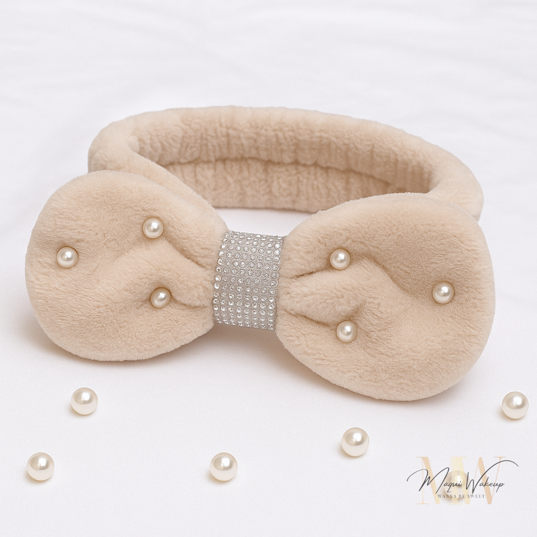 Maquiwakeup - Faixa de Cabelo Fluffy Pearl - Bege 1