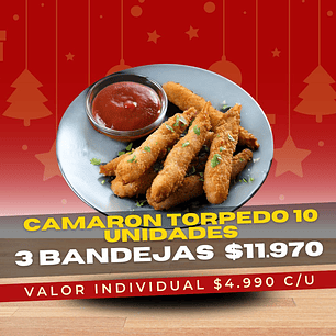 Camarón Torpedo 3 Bandejas (30 Unidades)