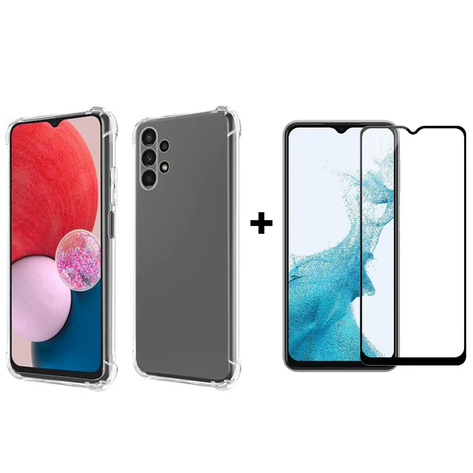 Carcasa Para Samsung A13 4g Transparente Reforzada + Mica Lámina  1