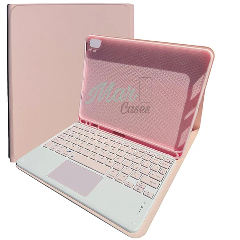 Funda + Teclado y Touchpad (mouse) Rosado iPad Air 4ta - 5ta Gen 10.9" 