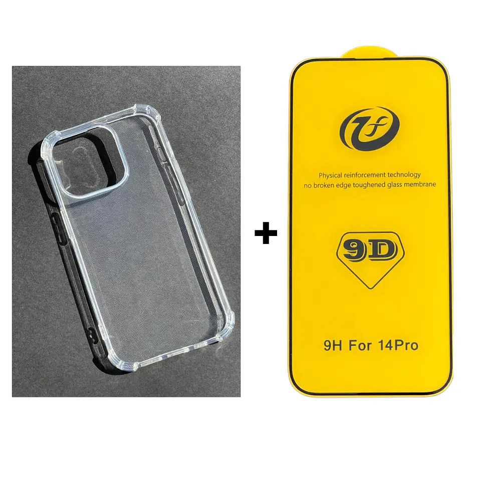 Carcasa Para iPhone 14 Pro Max Transparente Reforzada + Mica 1