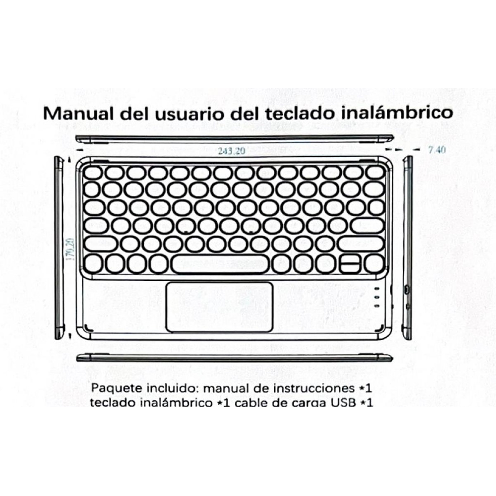 Teclado Inalámbrico Bluetooth Con Mouse (touchpad) Verde Menta