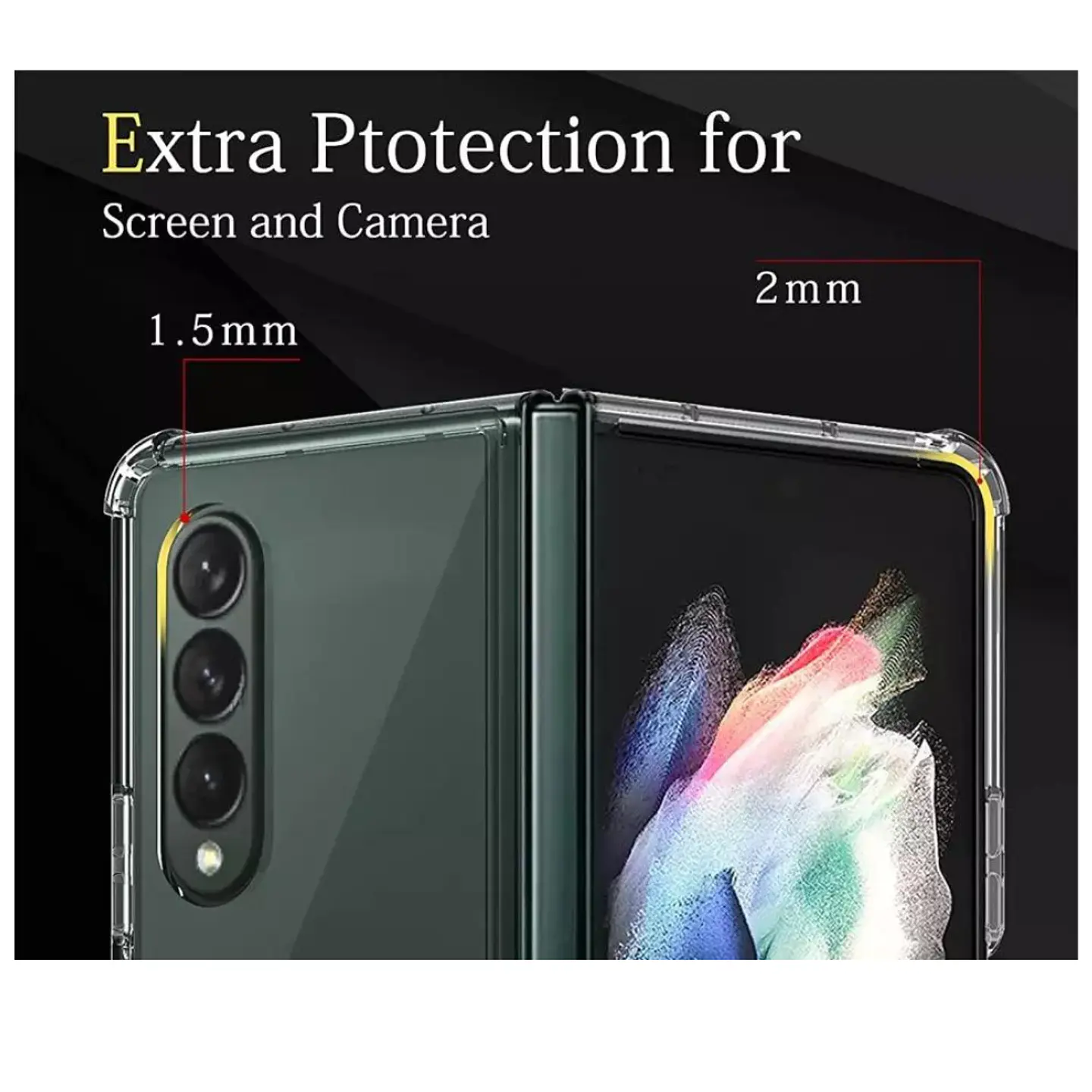 Carcasa Para Samsung Z Fold 3 Transparente Reforzada 3