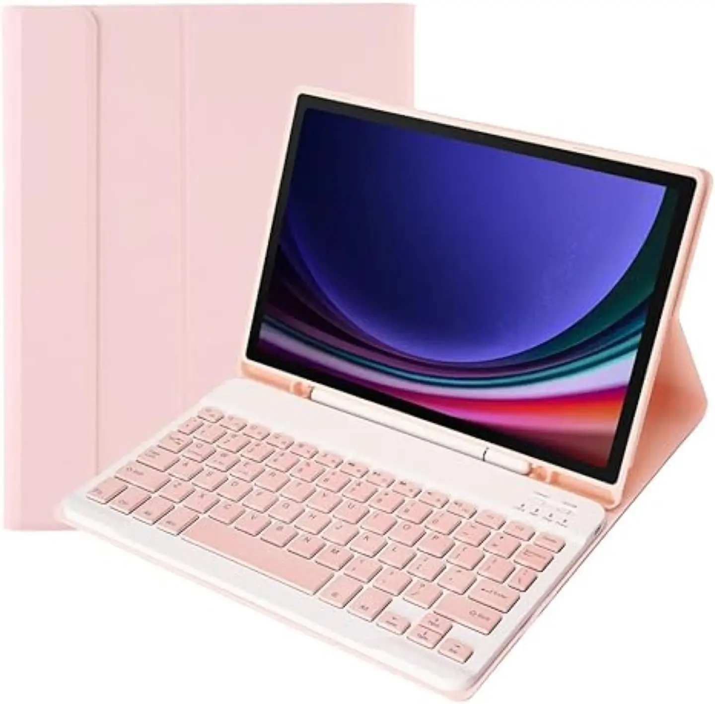 Funda Con Teclado Rosado Para Samsung S9/S9 Fe 10.9 Español 1