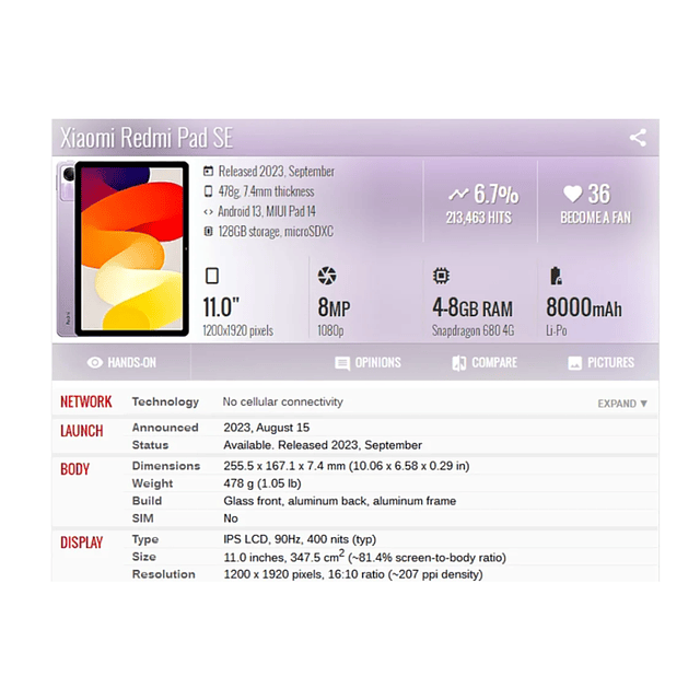 Lámina Mica Sensación Papel Para Tablet Xiaomi Redmi Pad SE 11" 2023