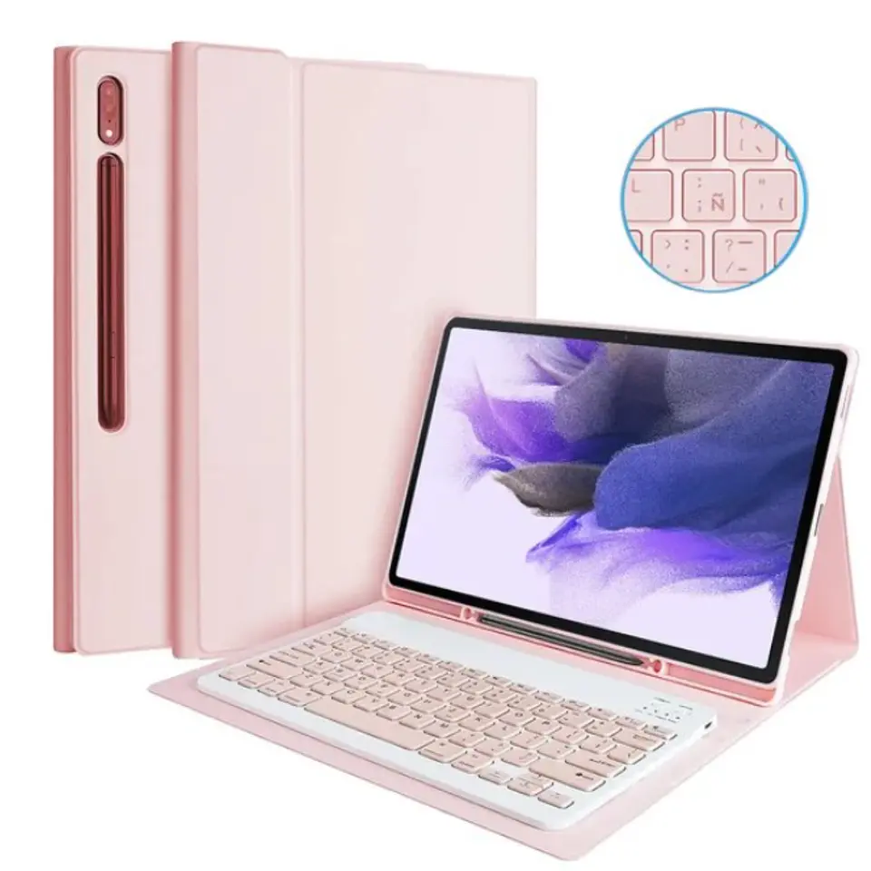 Funda Con Teclado Rosado Para Samsung S10 Ultra 14.6 X920 1