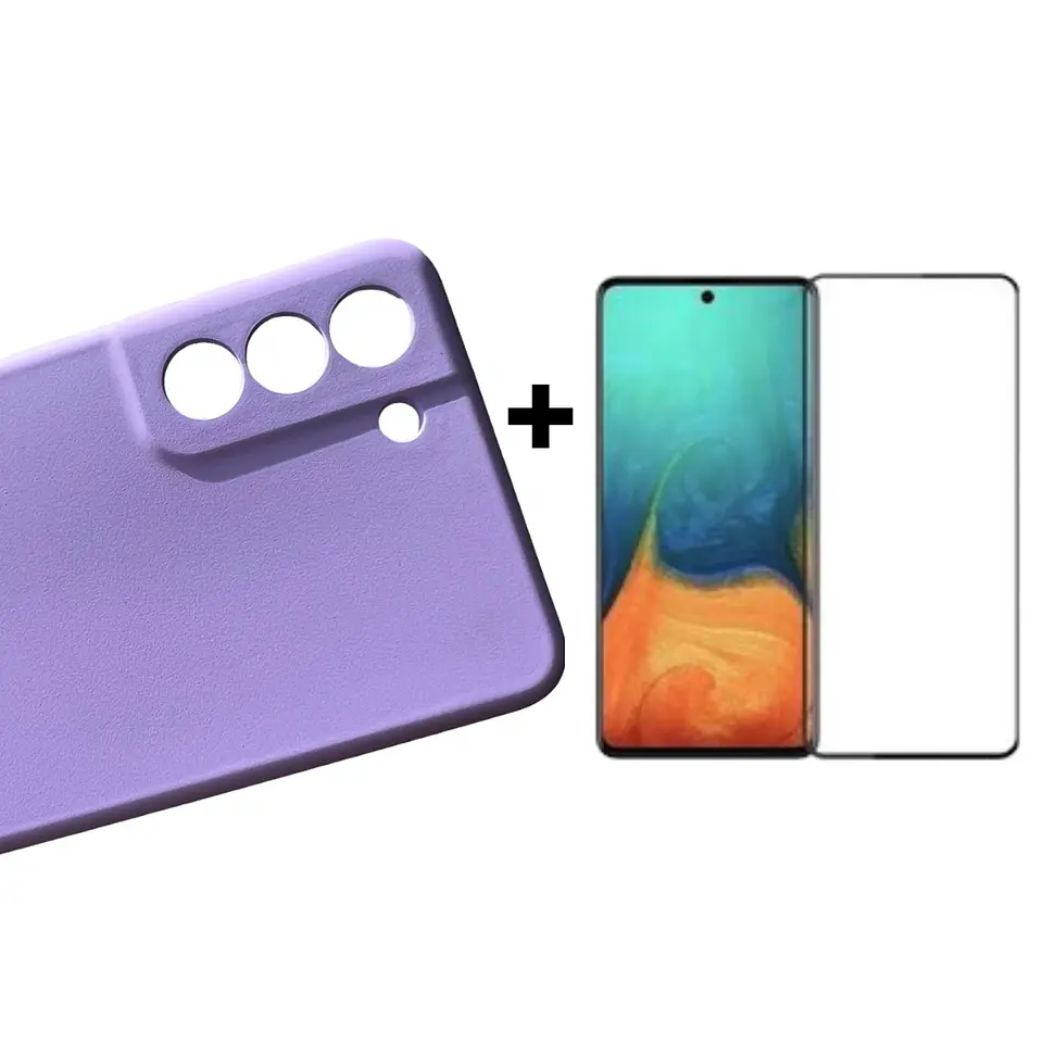 Carcasa Para Samsung S21 Fe Silicona Color + Mica Vidrio 2