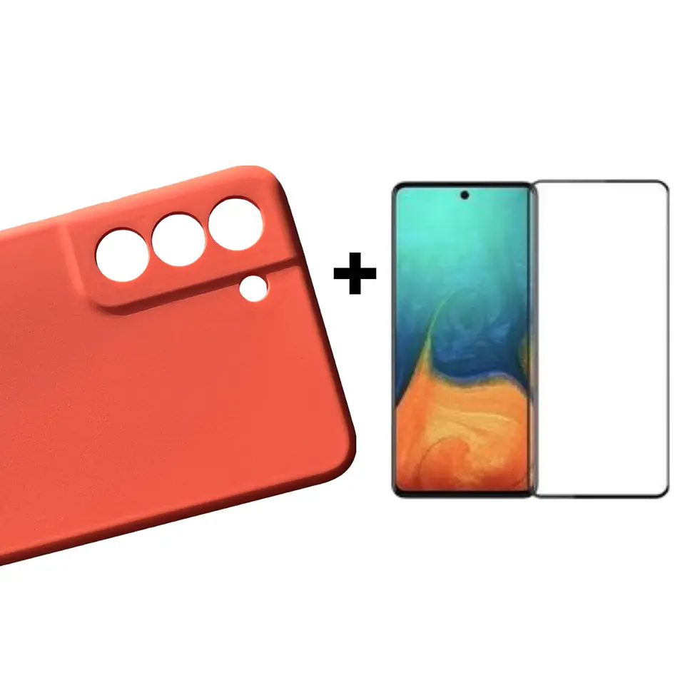 Carcasa Para Samsung S21 Fe Silicona Color + Mica Vidrio 3