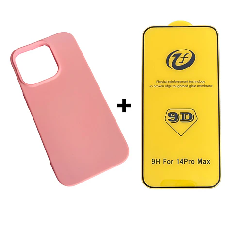Carcasa Para iPhone 14 Pro Max Silicona Color + Mica Lámina