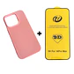 Carcasa Para iPhone 14 Pro Max Silicona Color + Mica Lámina - Miniatura 2