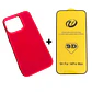 Carcasa Para iPhone 14 Pro Max Silicona Color + Mica Lámina - Miniatura 3