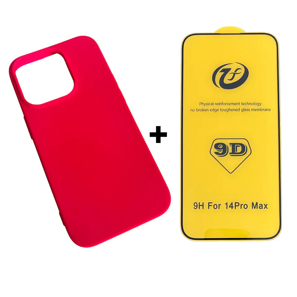 Carcasa Para iPhone 14 Pro Max Silicona Color + Mica Lámina 3