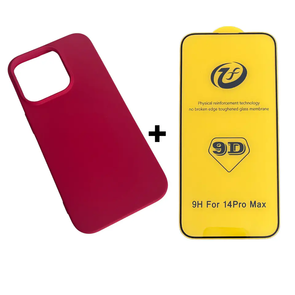 Carcasa Para iPhone 14 Pro Max Silicona Color + Mica Lámina 4