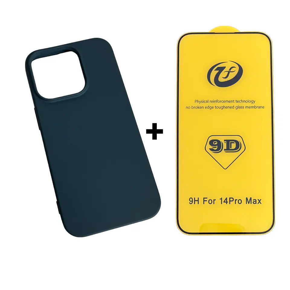 Carcasa Para iPhone 14 Pro Max Silicona Color + Mica Lámina 5