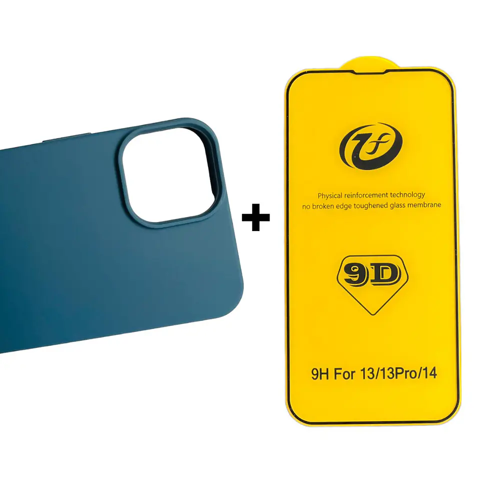 Carcasa Para iPhone 14 Normal Silicona Color + Mica Lámina 1