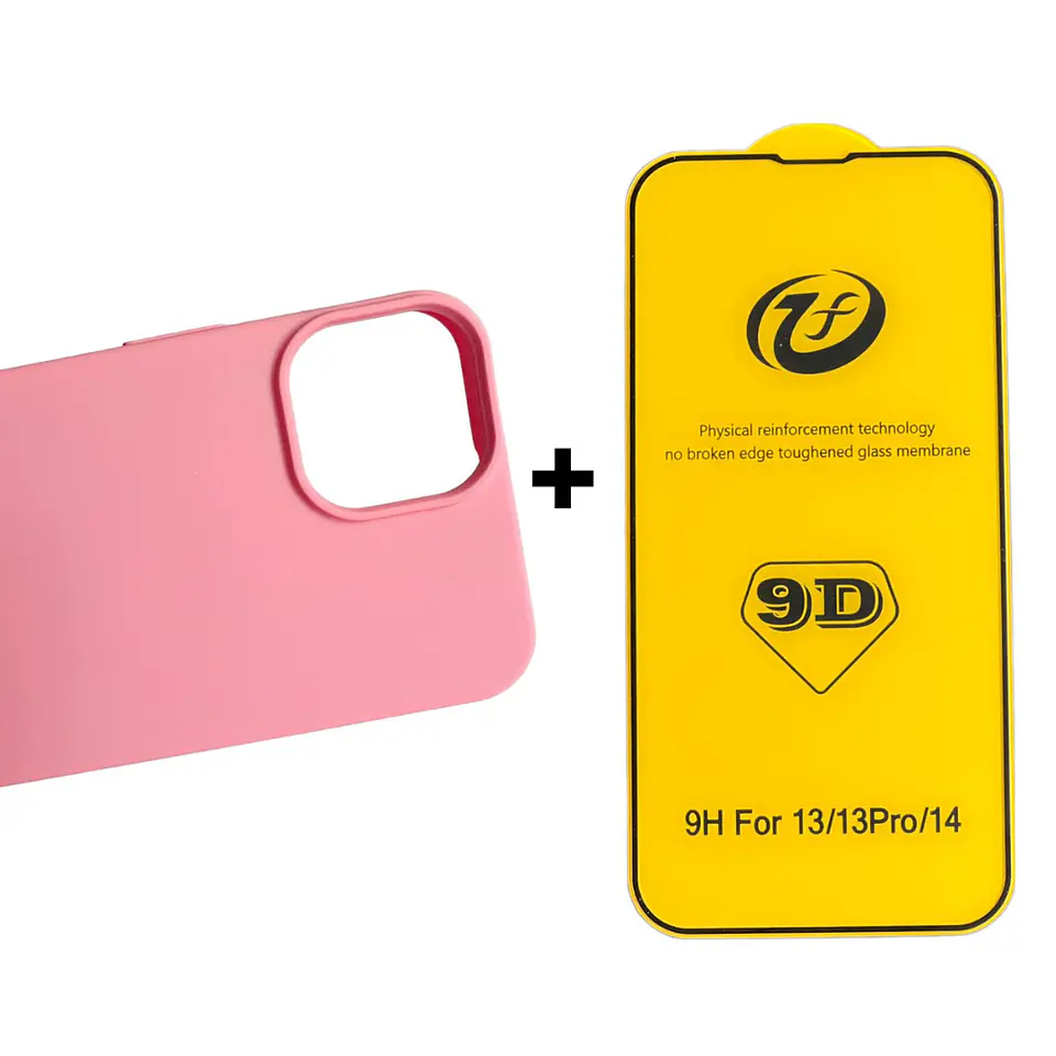 Carcasa Para iPhone 14 Normal Silicona Color + Mica Lámina 2