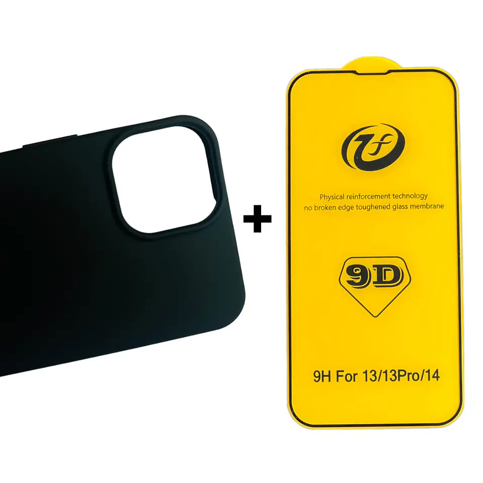 Carcasa Para iPhone 14 Normal Silicona Color + Mica Lámina 4