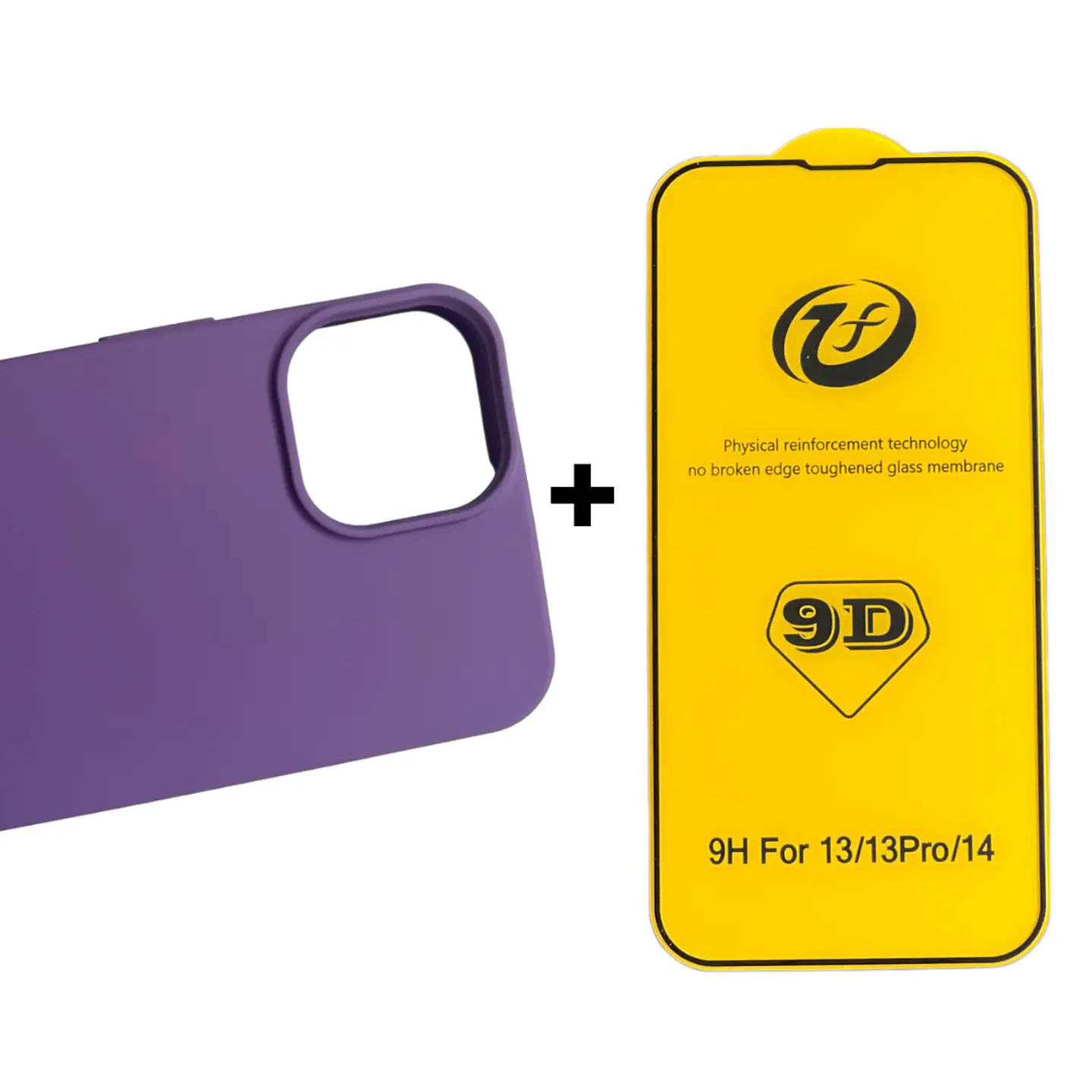 Carcasa Para iPhone 14 Normal Silicona Color + Mica Lámina 5