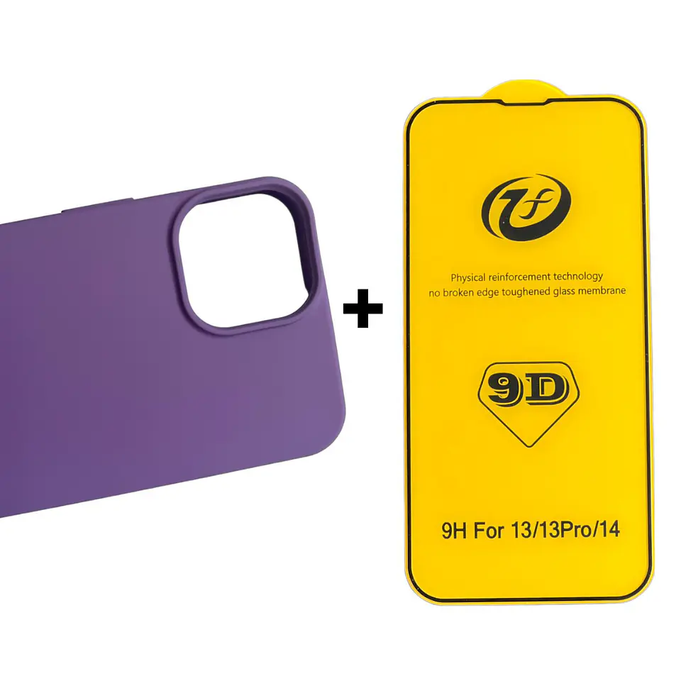 Carcasa Para iPhone 14 Normal Silicona Color + Mica Lámina 5