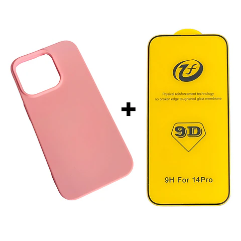 Carcasa Para iPhone 14 Pro Silicona Color + Mica Lámina