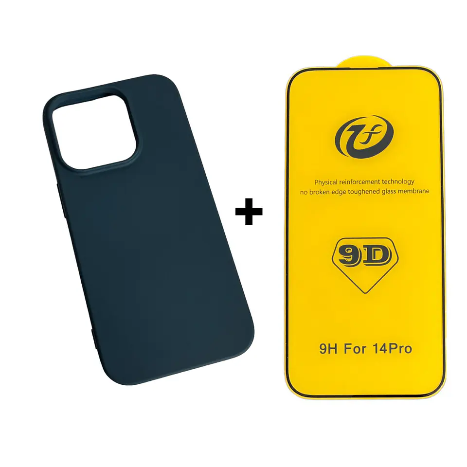 Carcasa Para iPhone 14 Pro Silicona Color + Mica Lámina 3
