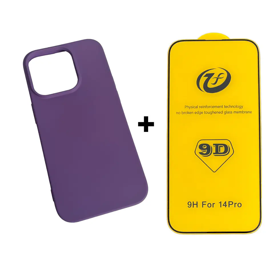 Carcasa Para iPhone 14 Pro Silicona Color + Mica Lámina 5