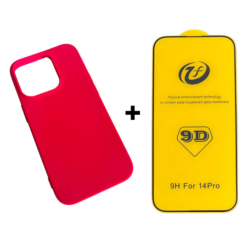 Carcasa Para iPhone 14 Pro Silicona Color + Mica Lámina 6