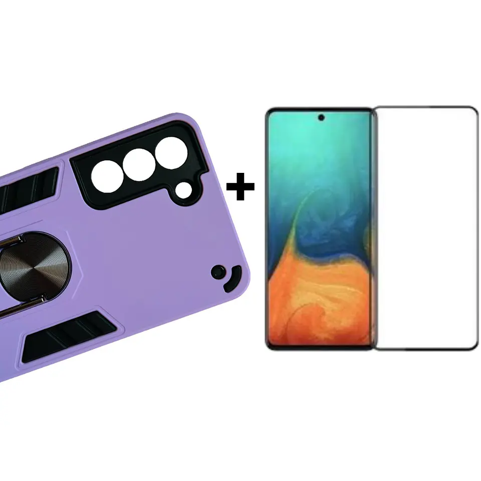 Carcasa Para Samsung S21 Fe Anti Golpes Anillo + Mica Vidrio 1