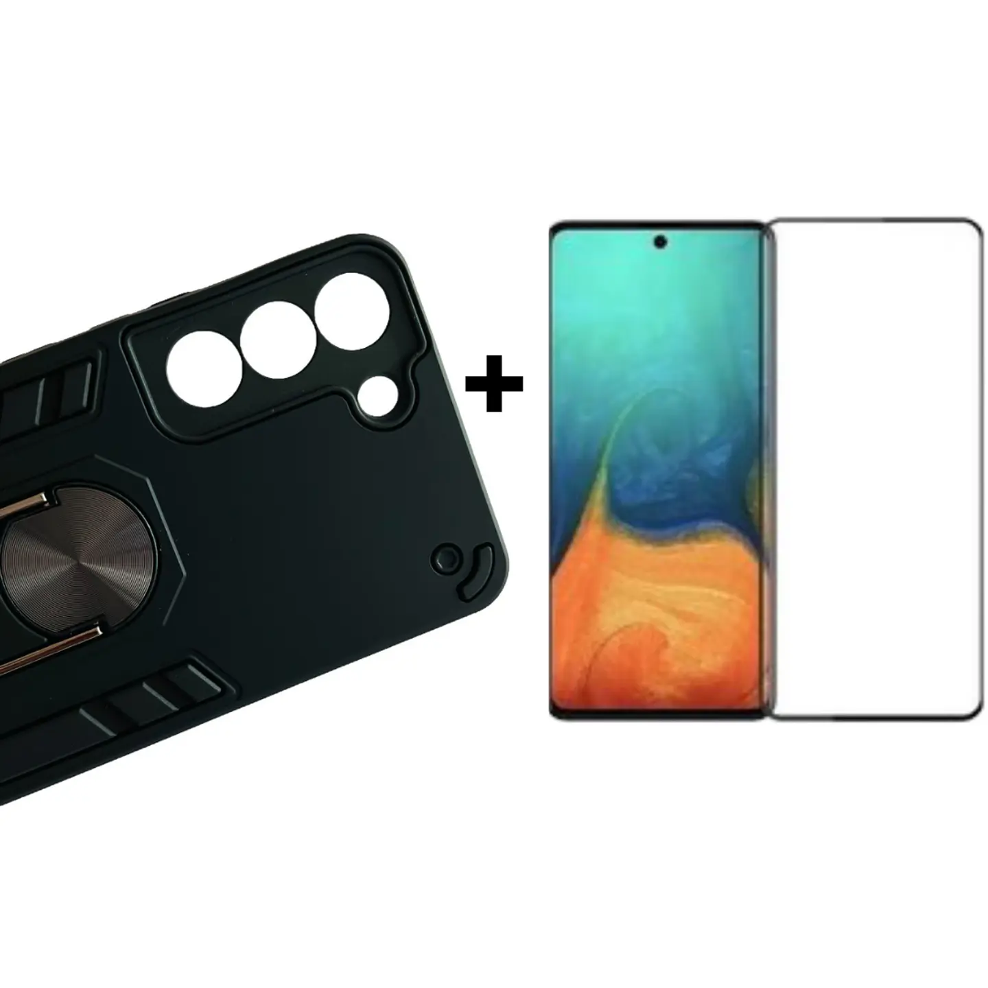 Carcasa Para Samsung S21 Fe Anti Golpes Anillo + Mica Vidrio 2