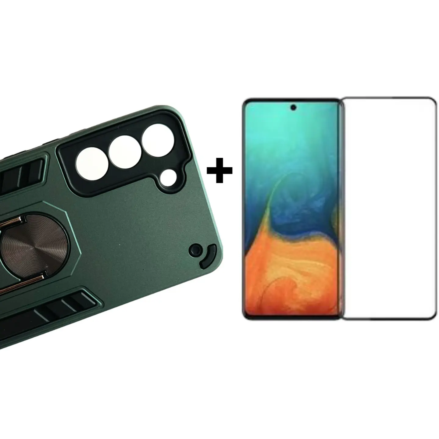 Carcasa Para Samsung S21 Fe Anti Golpes Anillo + Mica Vidrio 3