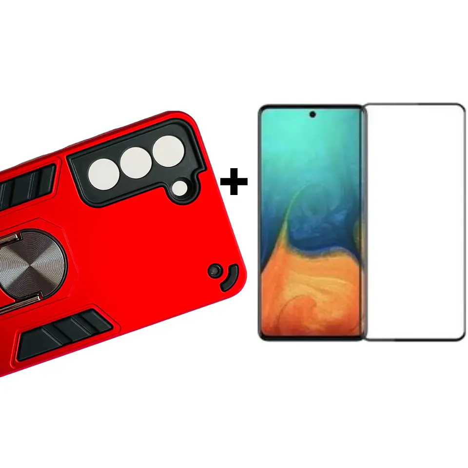 Carcasa Para Samsung S21 Fe Anti Golpes Anillo + Mica Vidrio 4