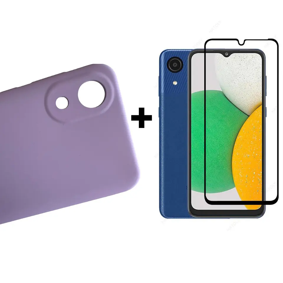 Carcasa Para Samsung A03 Core Silicona Color + Mica Lámina 2