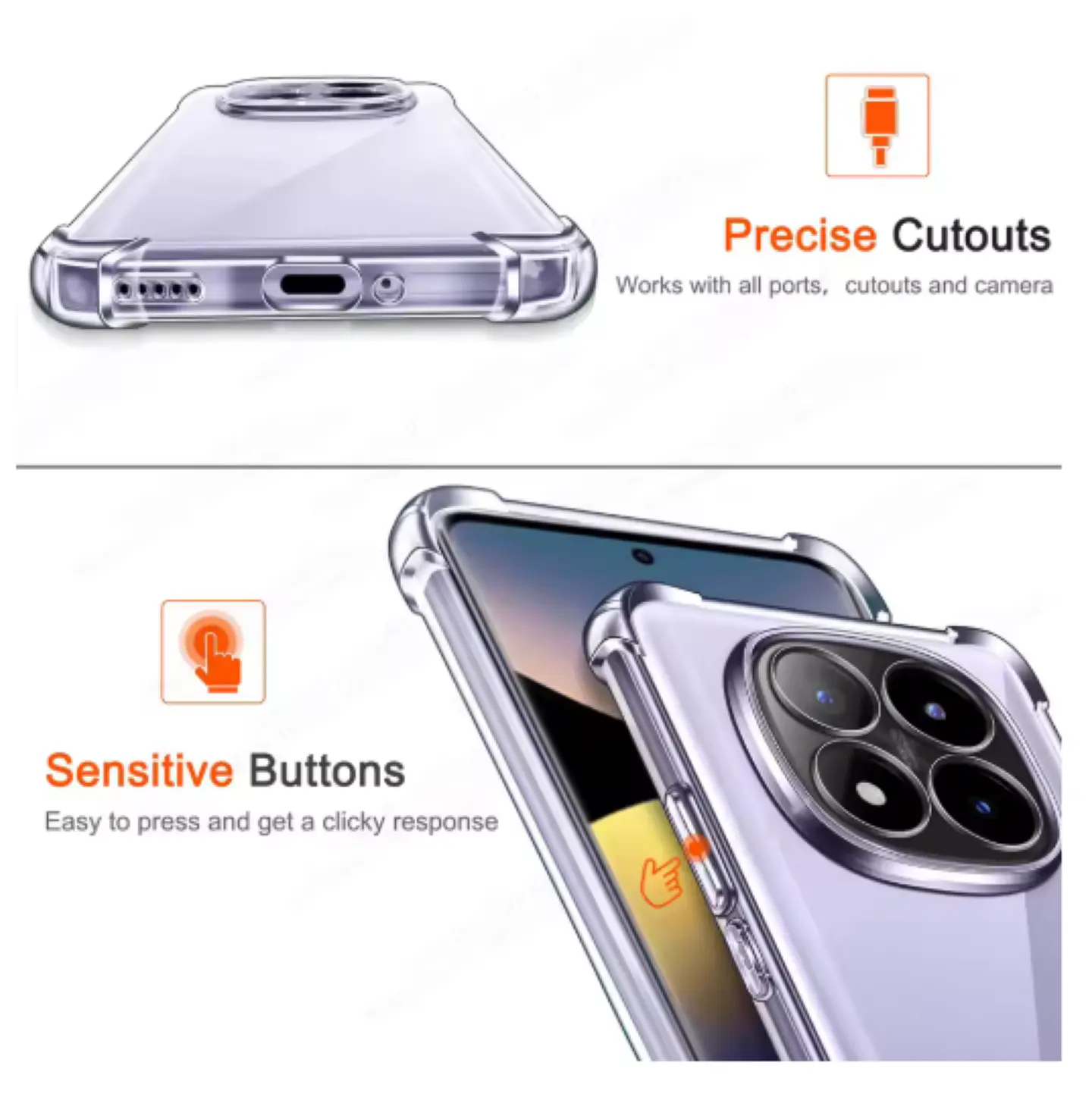 Carcasa Para Xiaomi Note 14 Pro 5g Transparente Reforzada 4