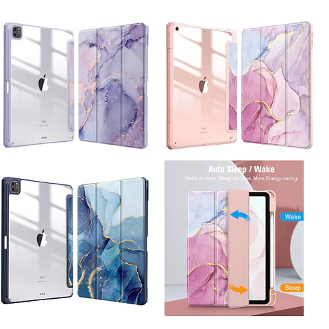 Funda Smart Cover Clear Mármol Para iPad A16 11th Gene 2025