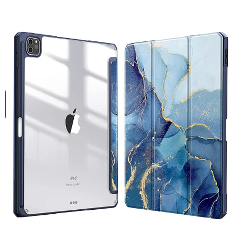 Funda Smart Cover Clear Mármol Para iPad A16 11th Gene 2025