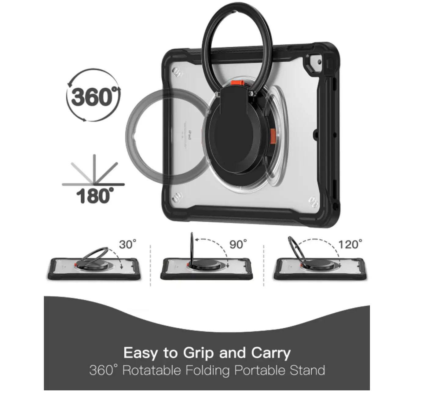 Carcasa Anillo Con Soporte Para iPad A16 11th Gene Transparente 6