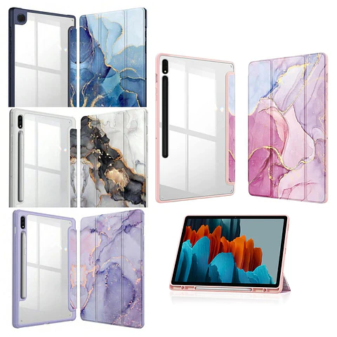 Funda Smart Cover Clear Mármol Para Tablet Samsung S10 Fe 10.9