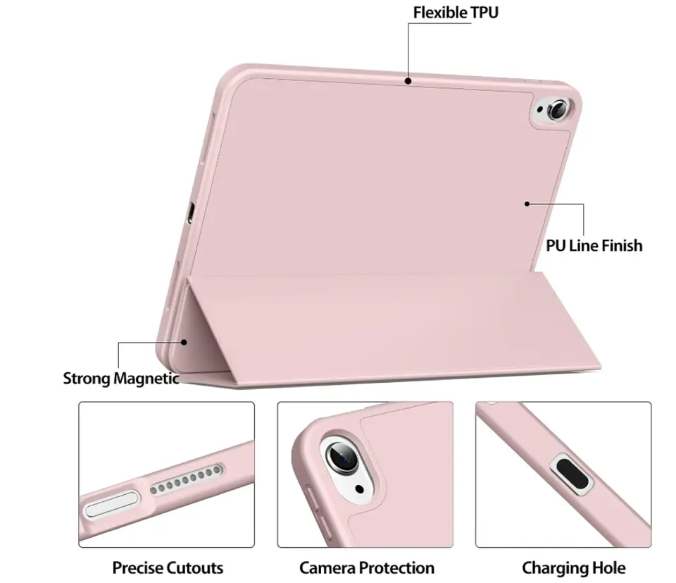Carcasa Smart Cover Ranura Para iPad 10ma 10.9 Rosado 2