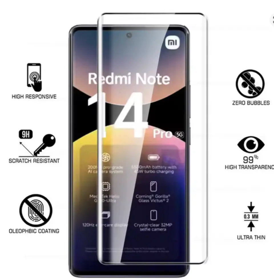 Lámina Completa Vidrio Curvo Para Xiaomi Redmi Note 14 Pro+ 2