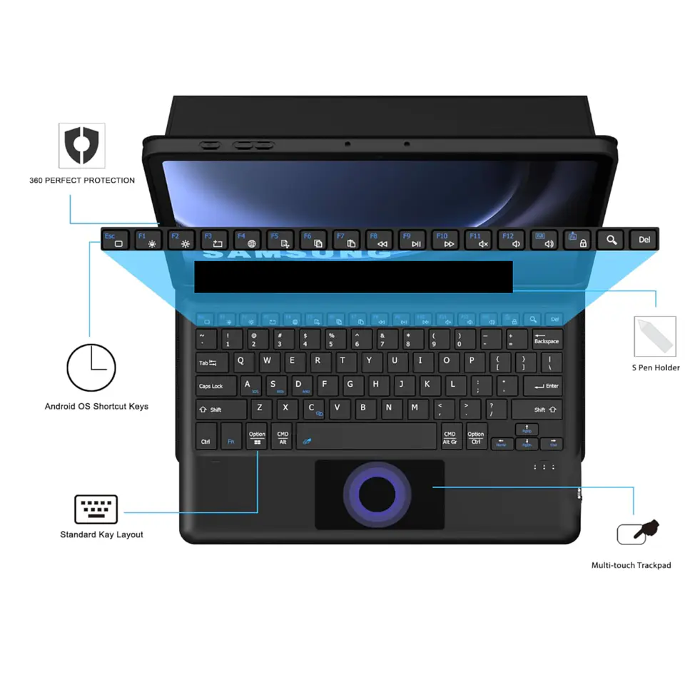 Funda Con Teclado Touchpad Negro Para Tablet S10 Fe 10.9 3
