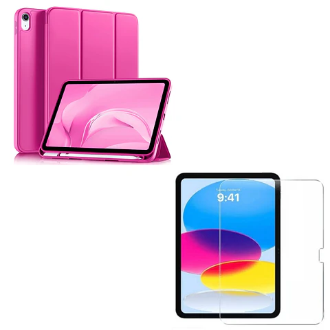 Carcasa Smart Cover Para iPad A16 11th 2025 Fucsia + Mica