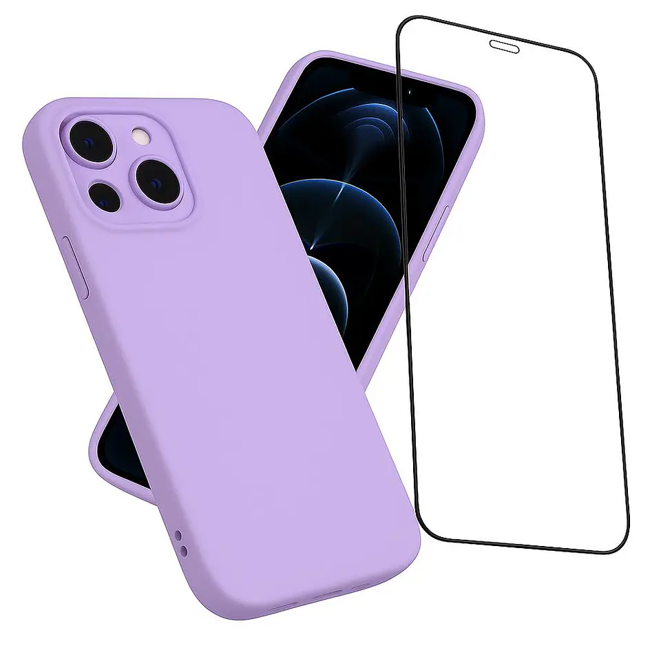 Carcasa Funda Para iPhone 17 Pro Max Silicona Color + Mica 9