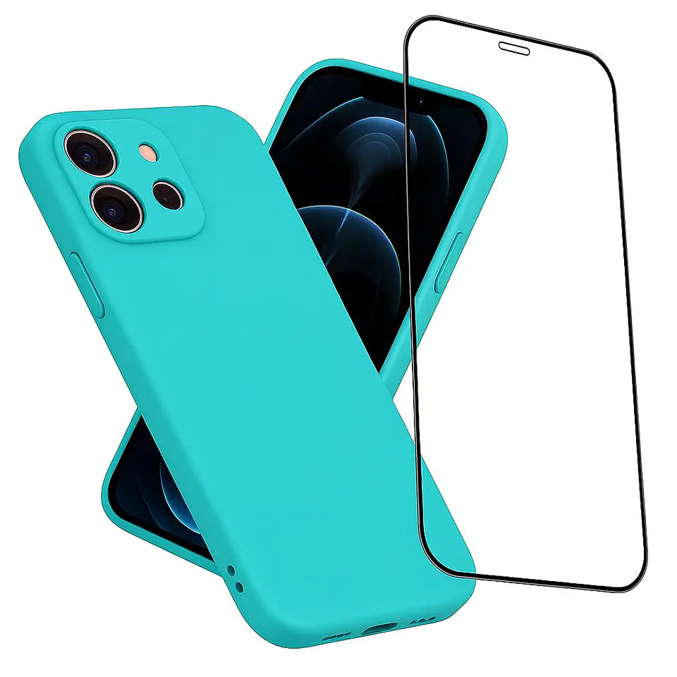 Carcasa Funda Para iPhone 17 Pro Silicona Color + Mica 5