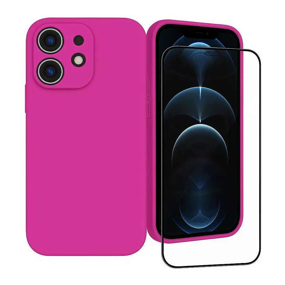 Carcasa Funda Para iPhone 17 Pro Max Silicona Color + Mica 4