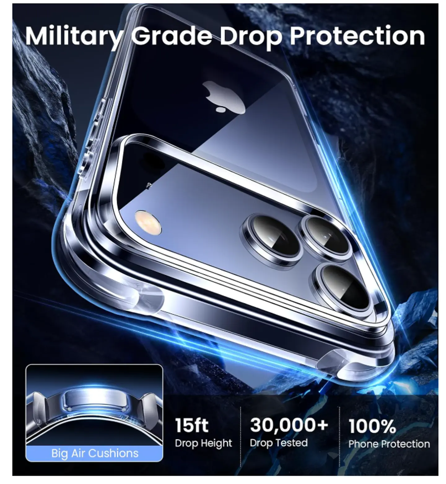 Carcasa Para iPhone 17 Pro Max Transparente Reforzada + Mica 6