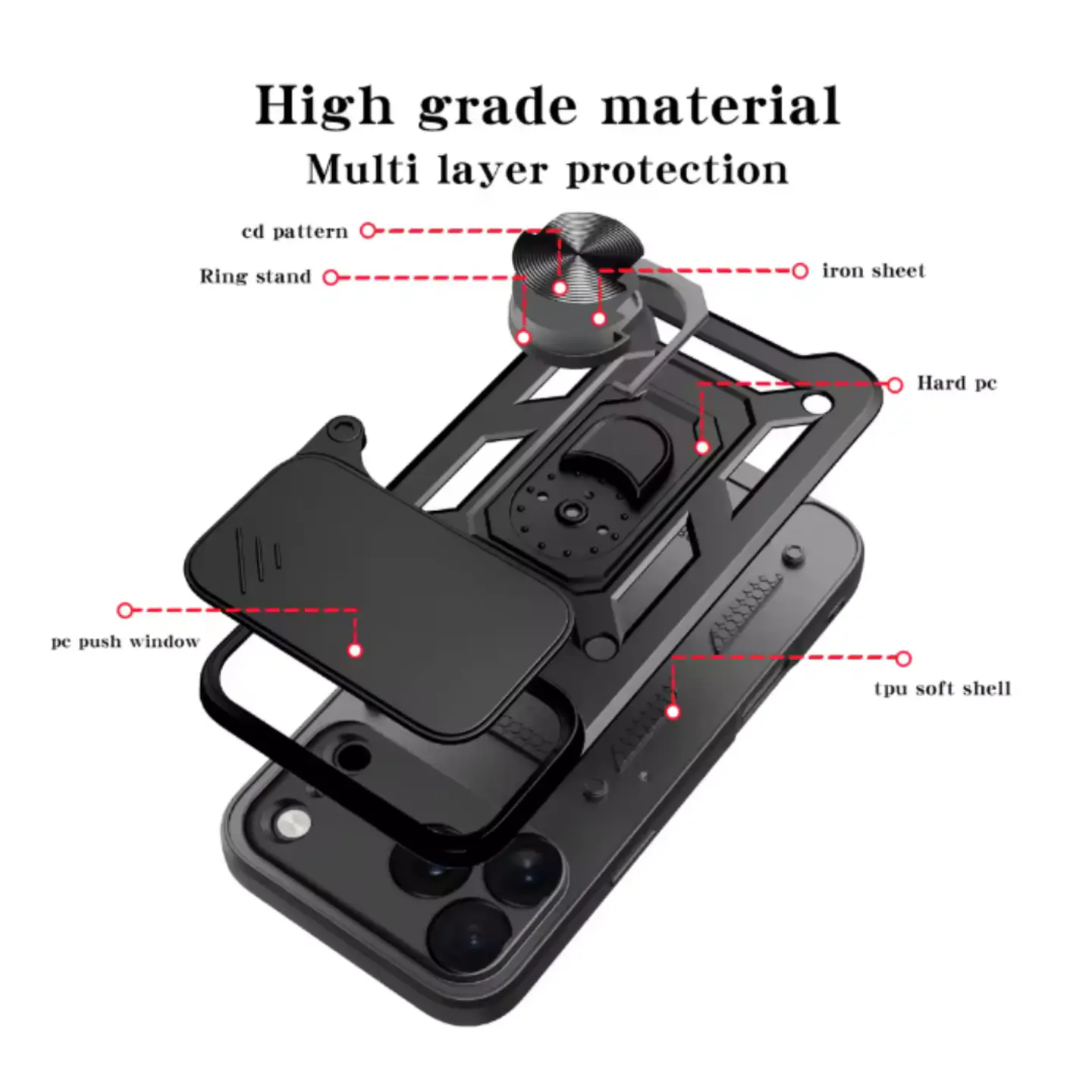 Carcasa Para iPhone 17 Anti Golpes Anillo Negro 4