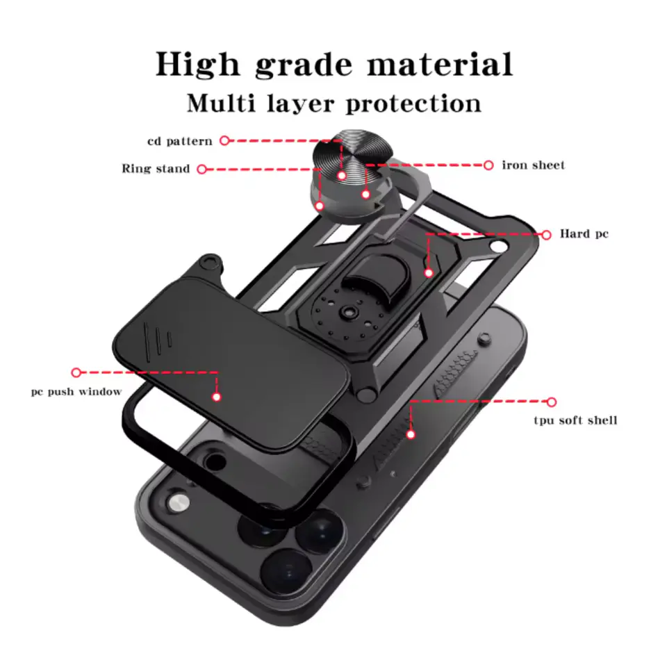 Carcasa Para iPhone 17 Anti Golpes Anillo Negro 4