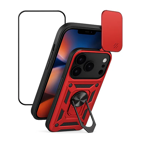 Carcasa Para iPhone 17 Anti Golpes Anillo Rojo + Mica