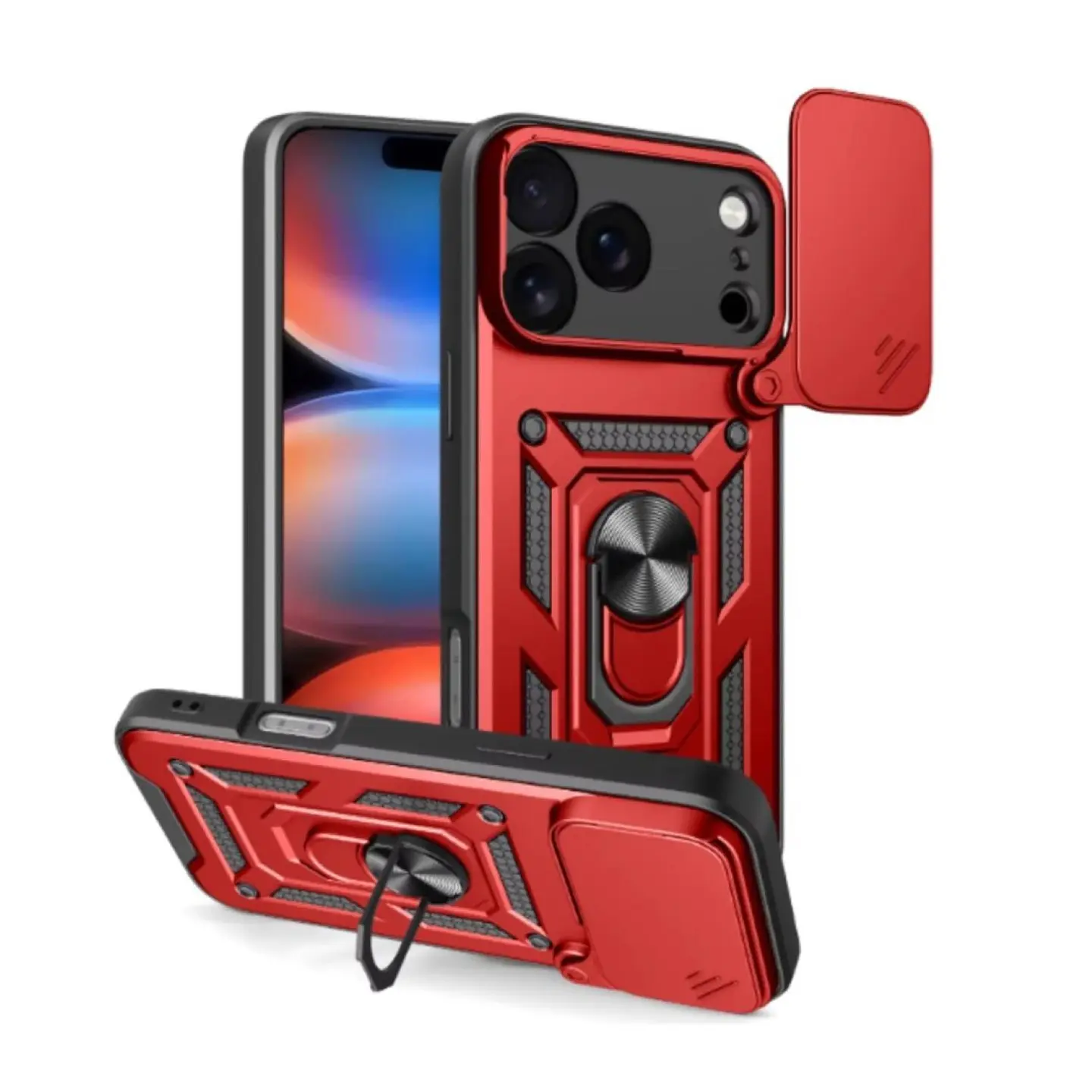 Carcasa Para iPhone 17 Anti Golpes Anillo Rojo + Mica 3